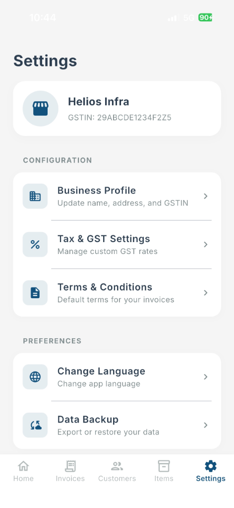 App Settings